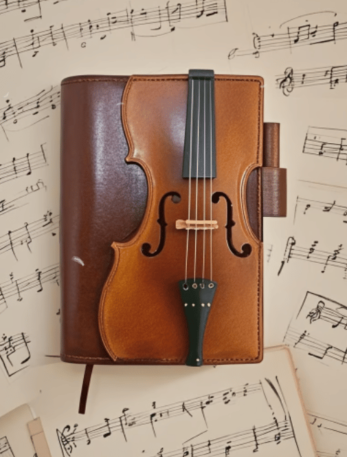 🔥HOT SALE - Vintage Violin Leather Notebook - Retro Lined Journal for Writing, Musical Gift for Musicians, Music Teachers & Music Lovers