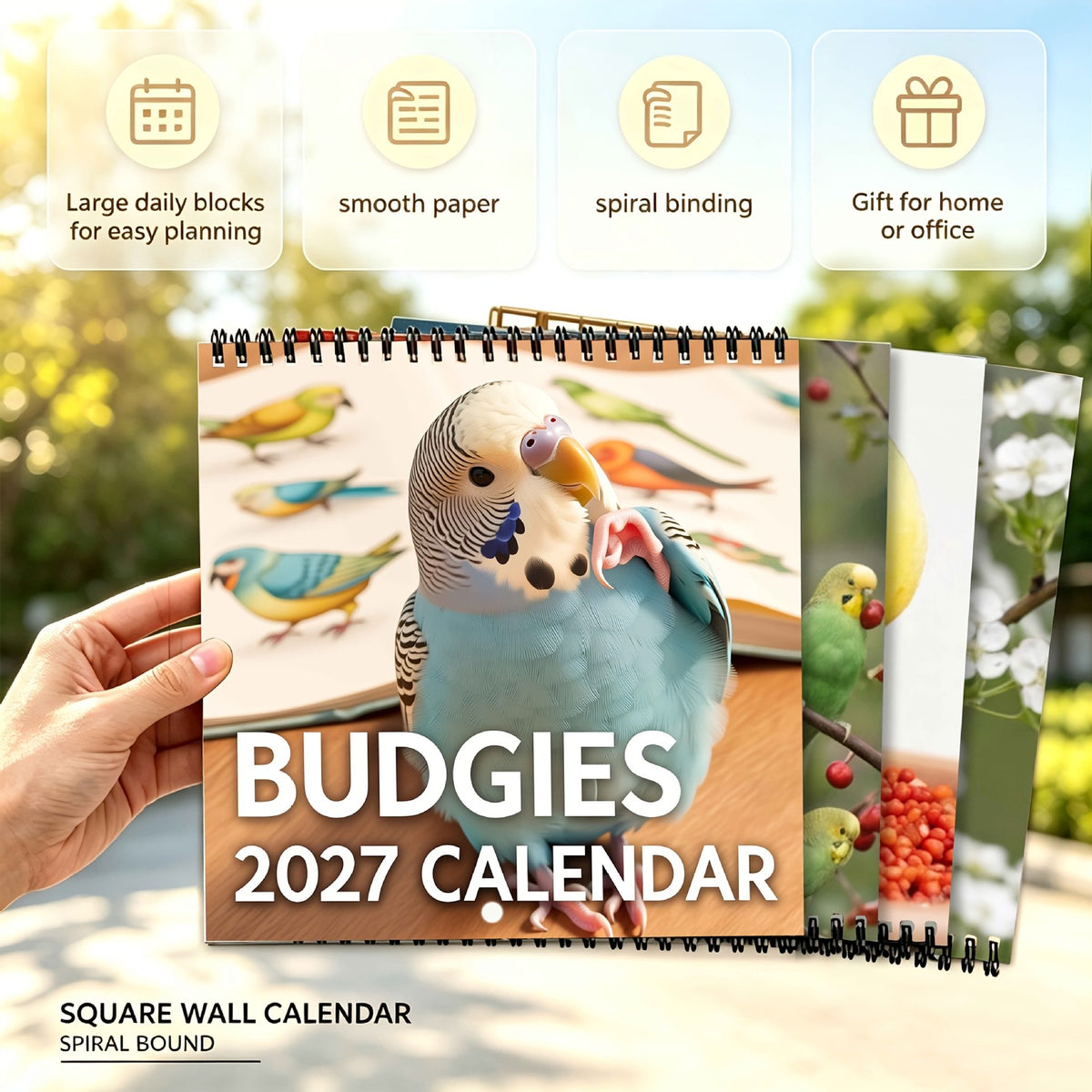 🐦 2027 Budgies Wall Calendar – 12 Months of Colorful Budgie Portraits & Cheerful Everyday Moments