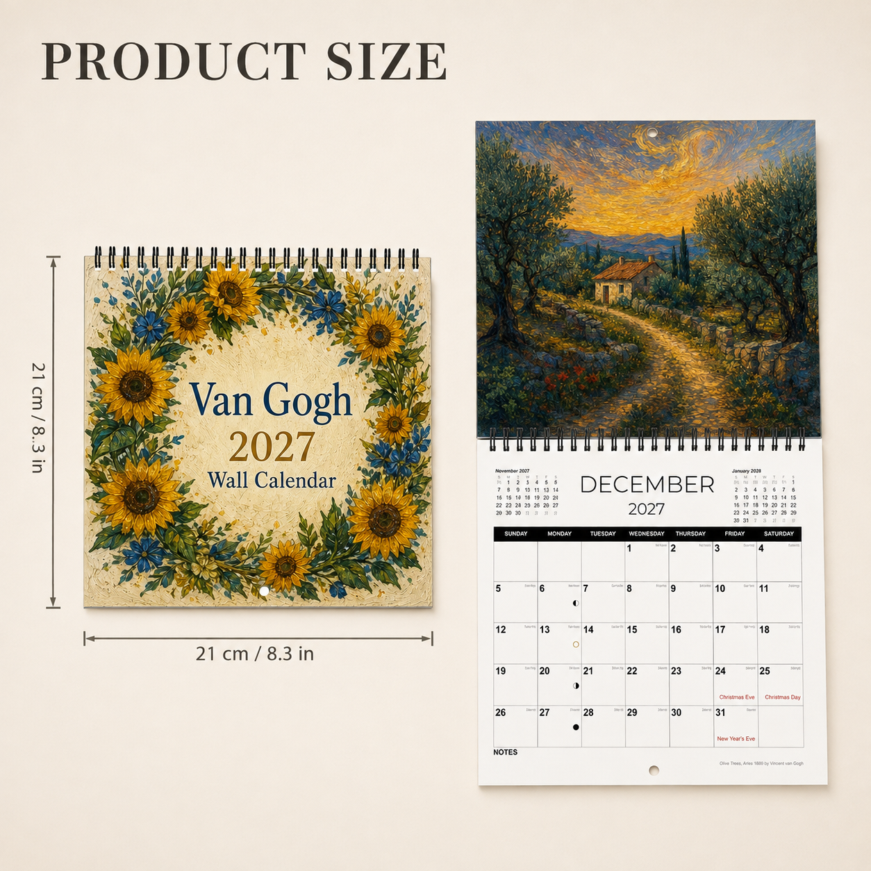 🎨 Van Gogh–Inspired 2027 Wall Calendar -12 Beautiful Artworks to Brighten Every Month