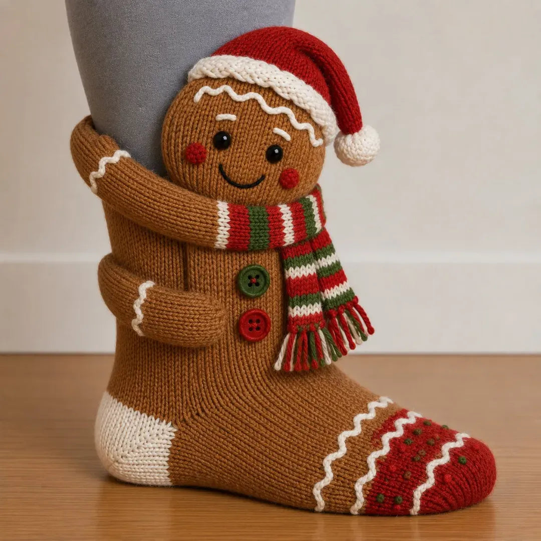 🎄3D Hugging Christmas Socks – Cute Knit Holiday Socks, 5 Festive Designs