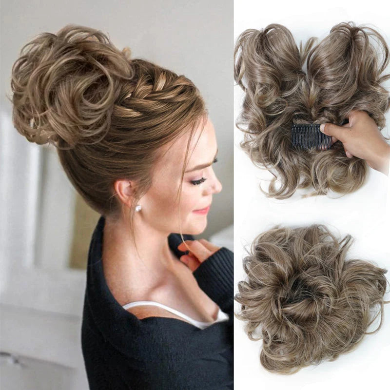 👱♀️ ✨ Messy Side Comb Hair Bun – Instant Voluminous Updo Clip-in – 10-second Effortless Styling, Slip-proof All-day Hold, Premium Heat-friendly Fiber Up To 160°c & Lightweight Only 90g – 3 Placement Styles 🎀