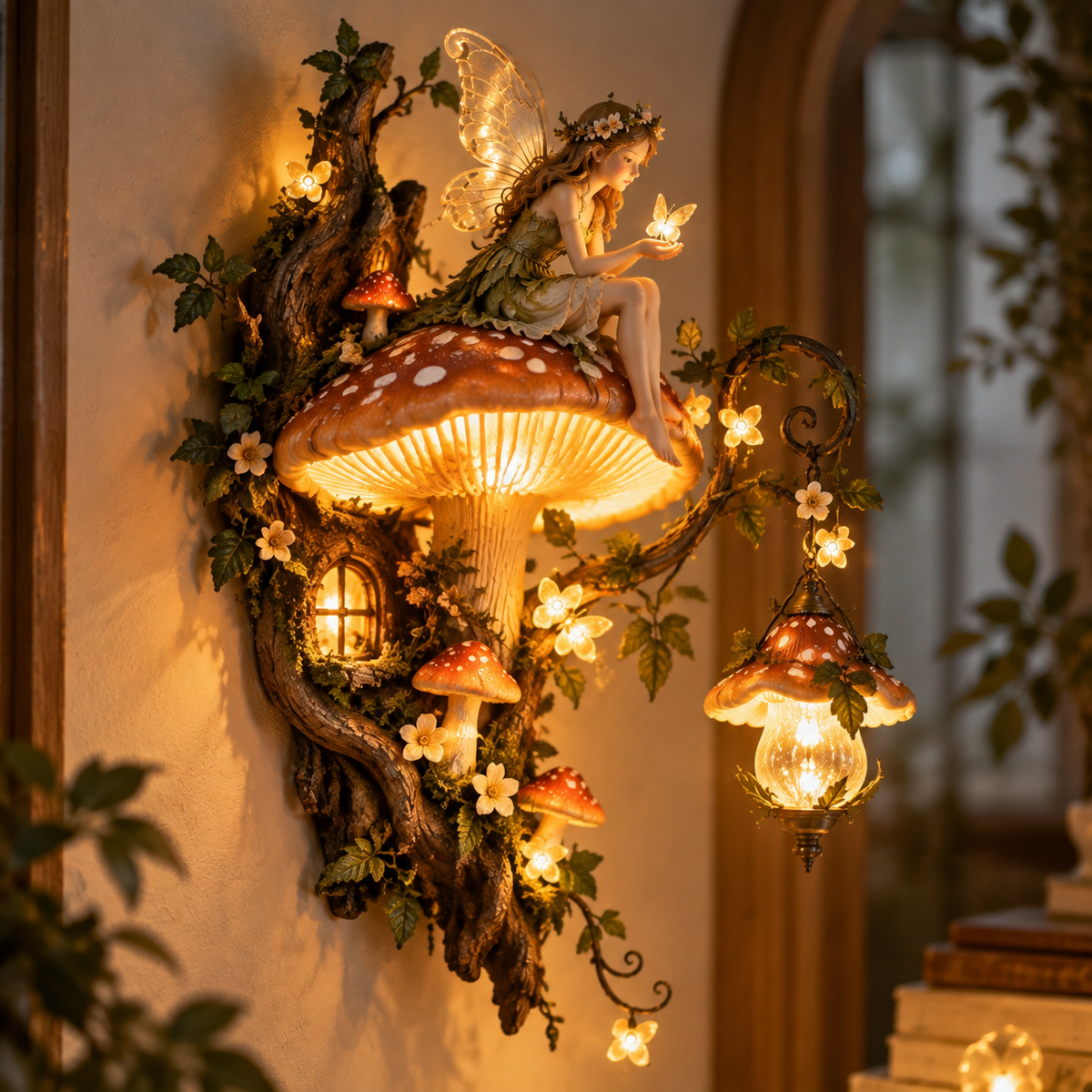 π§β¨ Enchanted Mushroom Fairy Wall Light ππΏ