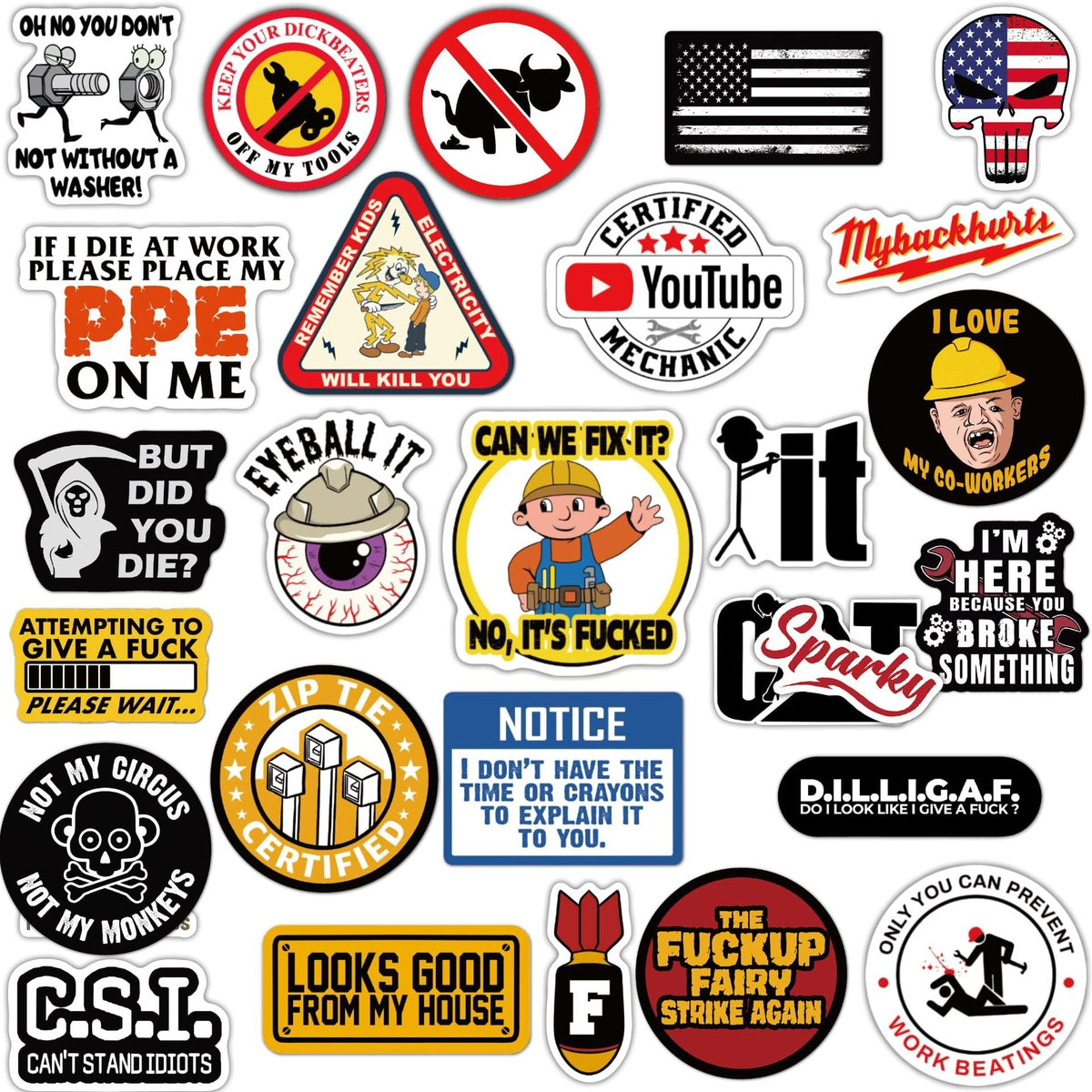 🔥🔥150Pcs Blue Collar Funny Stickers 👷♂️