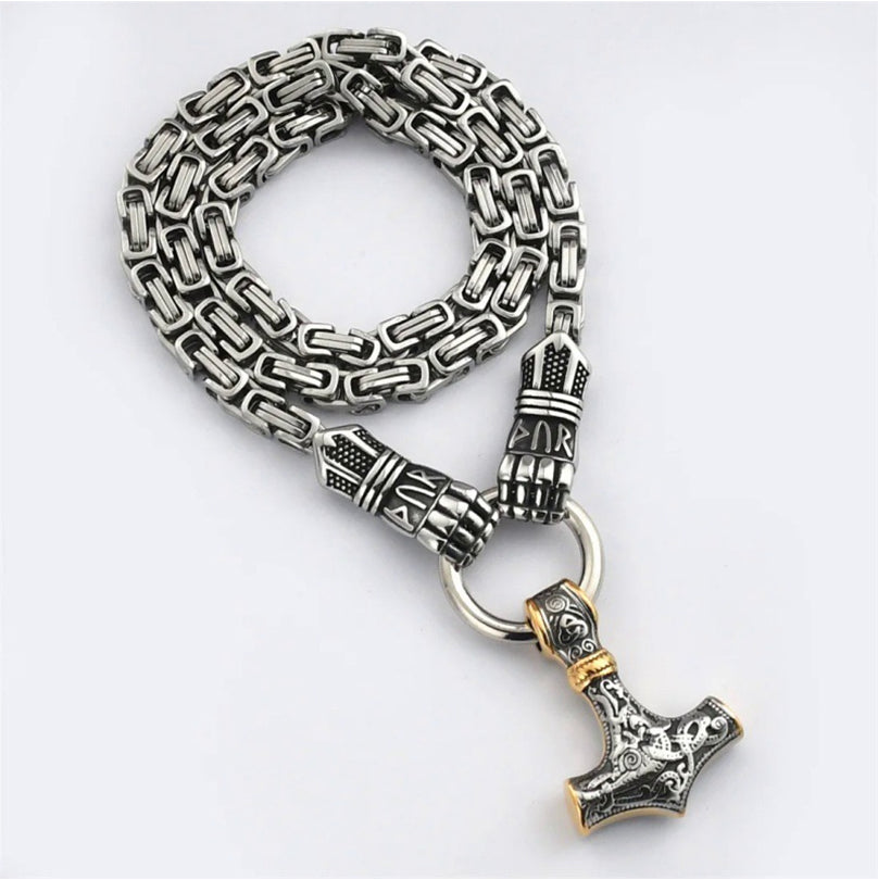 🎁2026 New Arrivals 💥Viking Thor Hammer Pendant Necklace – Stainless steel with Byzantine chain – Bold & durable – perfect for daily wear or gifting ✨💪