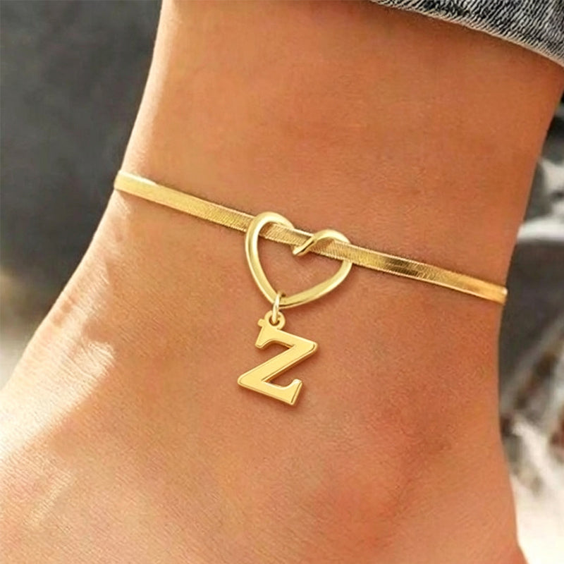 π 2026 Sale β Over 25,000 Sold! π Heart Initial Anklet Snake Chain β Personalized Charm β€οΈ