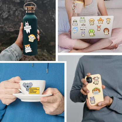 50 Pcs/1 Pack🤗 Positive Emotional Support Buddies Stickers – Inspirational, Waterproof & No Residue🎁 Uplifting Gifts for Kids, Teens, Coworkers & Yourself 😻