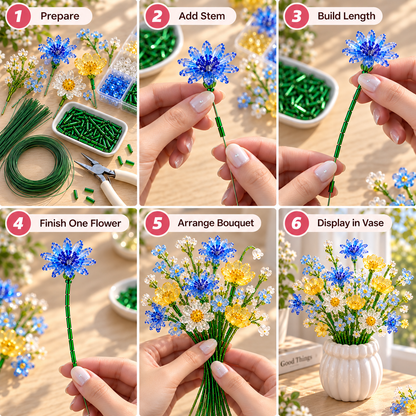 🌼✨DIY Beaded Wildflower Bouquet Kit – Handmade Crystal Flower Craft Set🌸✨