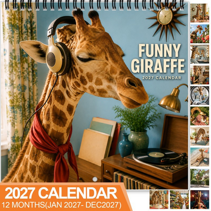 🦒 Funny Giraffe 2027 Wall Calendar – Music, Sass & Long-Necked Charm