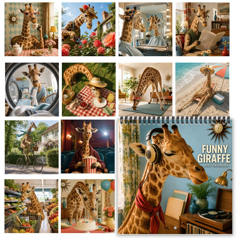 🦒 Funny Giraffe 2027 Wall Calendar – Music, Sass & Long-Necked Charm