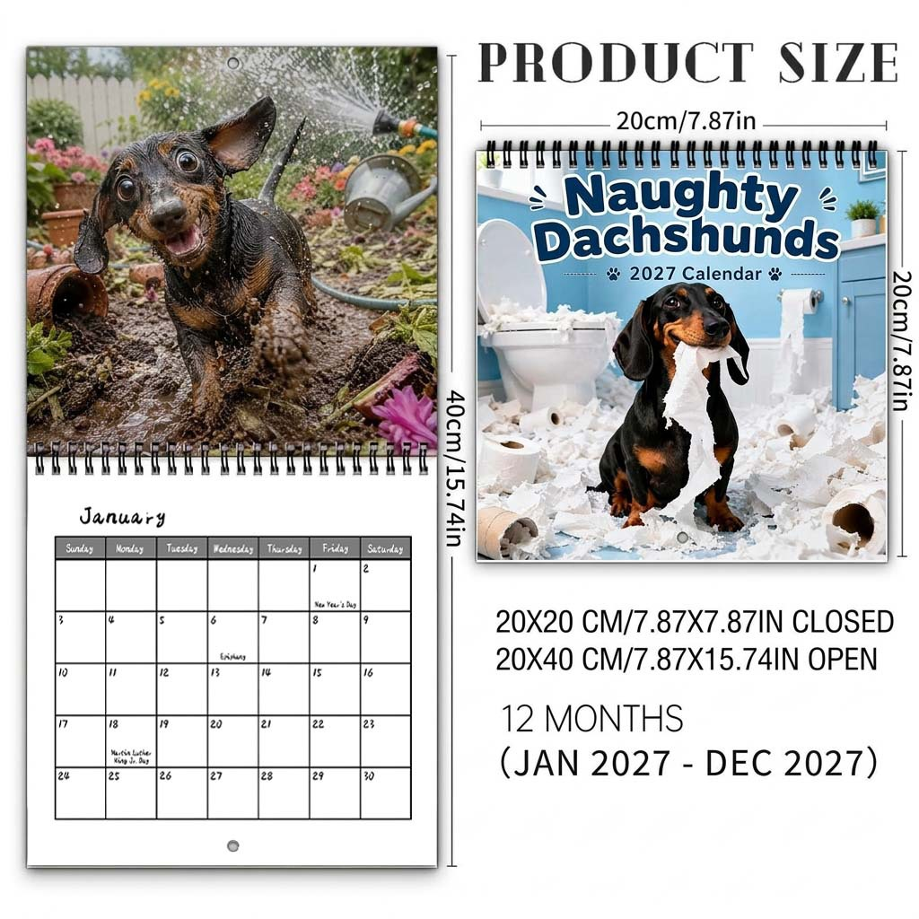 🐶Naughty Dachshunds 2027 Wall Calendar – 12 Months of Mischief, Mayhem & Sausage Dog Smiles