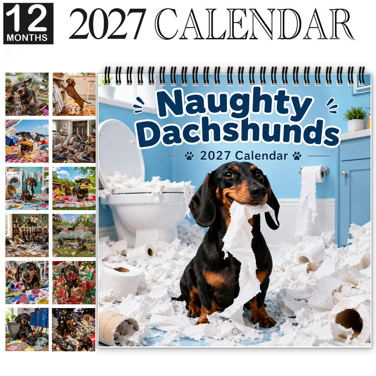 🐶Naughty Dachshunds 2027 Wall Calendar – 12 Months of Mischief, Mayhem & Sausage Dog Smiles
