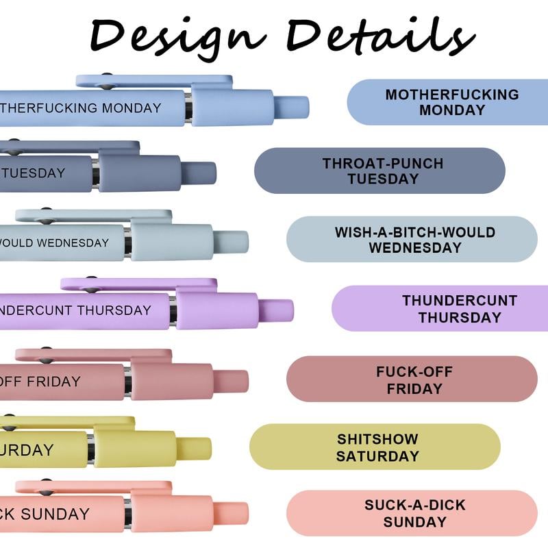 Funny Daily Quote – 7-Pack Smooth Writing Novelty with Sarcastic Sayings