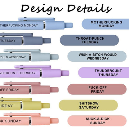 Funny Daily Quote – 7-Pack Smooth Writing Novelty with Sarcastic Sayings