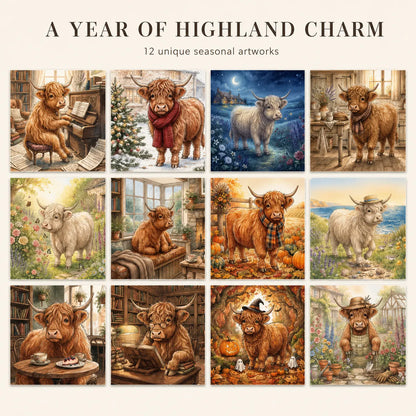 🐮 2027 Cute Highland Cow Calendar