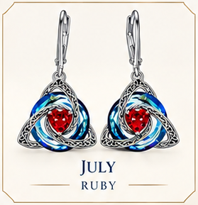 🛡️Celtic Knot Birthstone Drop Earrings – 12 Birth-Month Colours, One Meaningful Gift✨