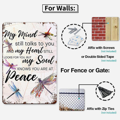 "My Mind Still Talks To You" Vintage Dragonfly Memorial Sign