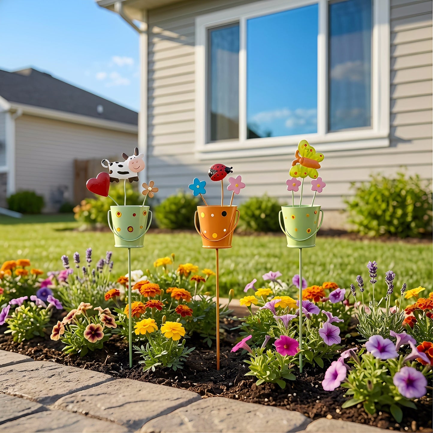 🔥HOT SALE 49% OFF-Set of 3 Metal Flower Pot Garden Stakes