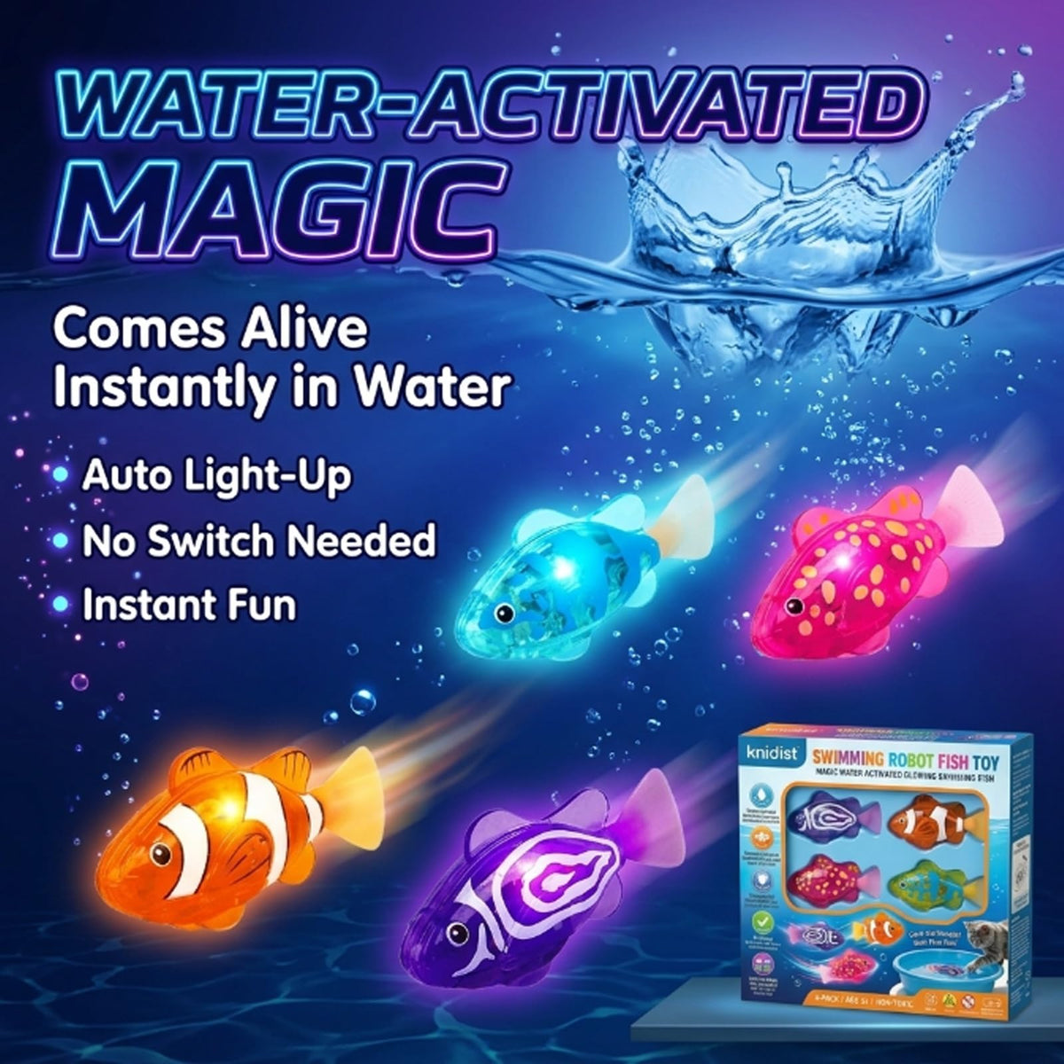 🐟Swimming Robot Fish – LED Light Up Interactive Toy for Water🌈