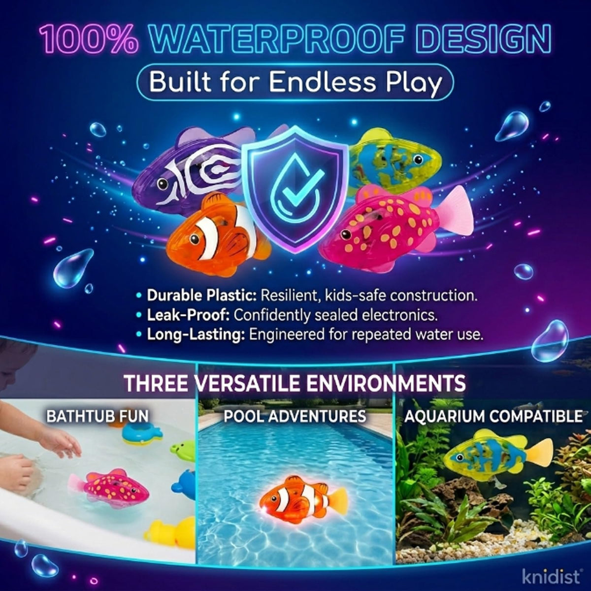 🐟Swimming Robot Fish – LED Light Up Interactive Toy for Water🌈
