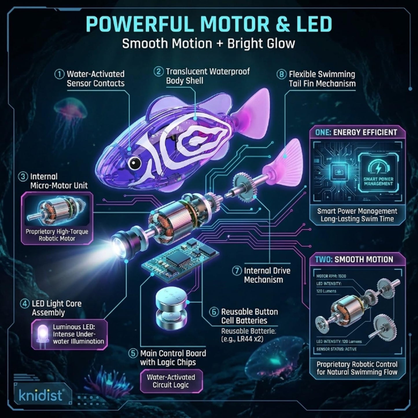 🐟Swimming Robot Fish – LED Light Up Interactive Toy for Water🌈