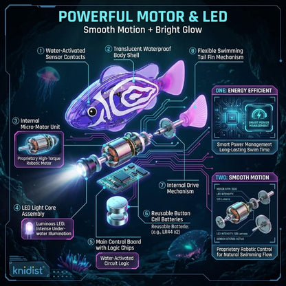 🐟Swimming Robot Fish – LED Light Up Interactive Toy for Water🌈