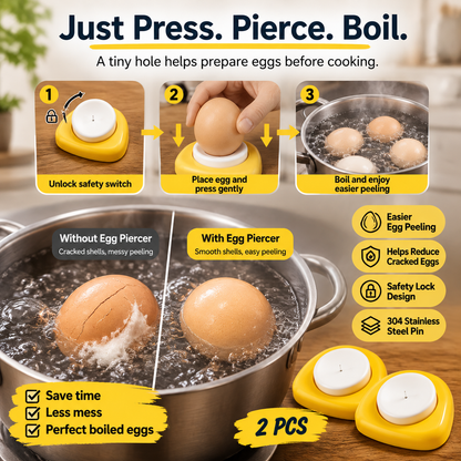 🥚3PCS Egg Piercer for Perfect Boiled Eggs – Easy Peel Egg Tool with Safety Lock & 304 Stainless Steel Pin