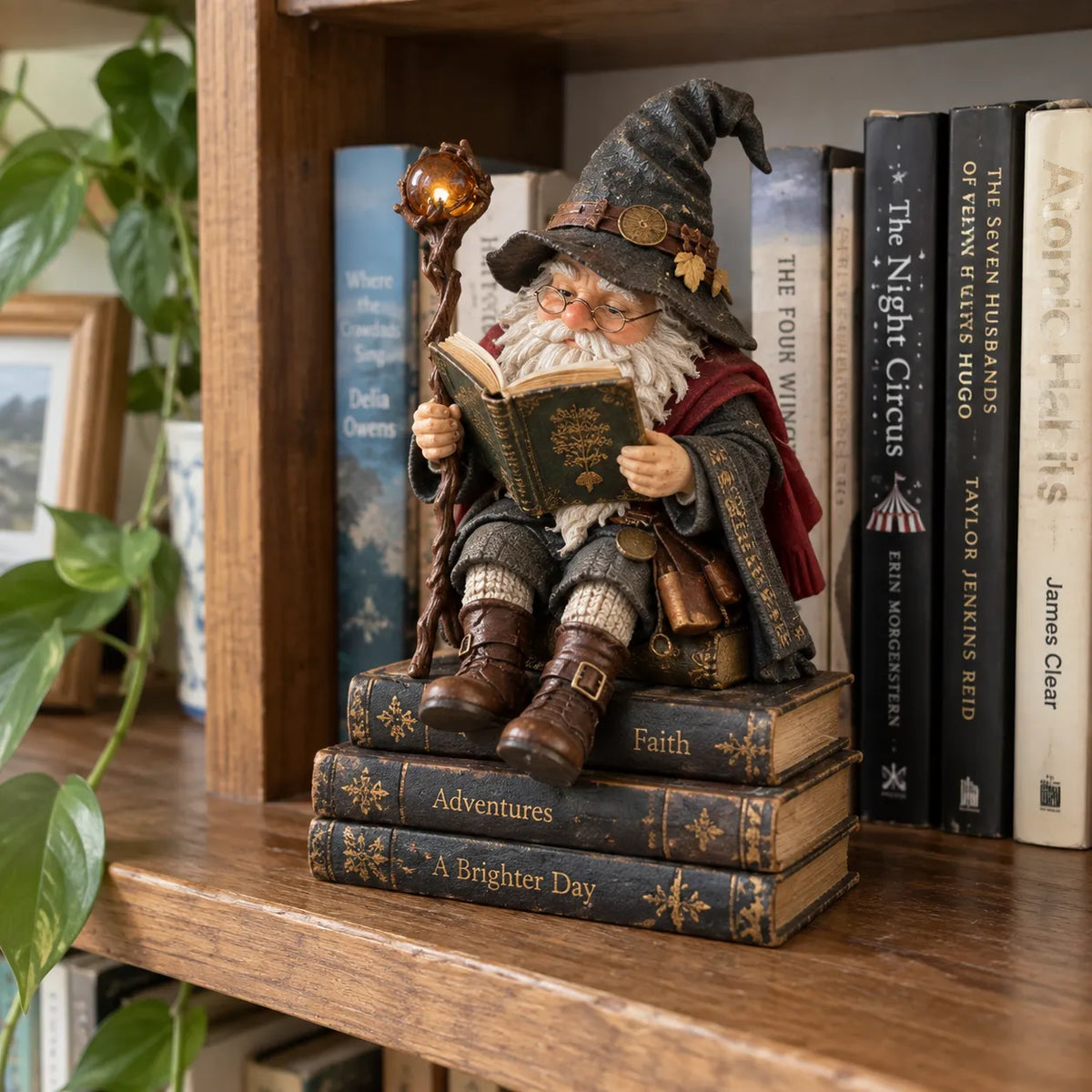 🧙‍♂️ The Wandering Scholar Gnome – Enchanted Reading Wizard Figurine