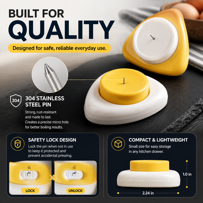 🥚3PCS Egg Piercer for Perfect Boiled Eggs – Easy Peel Egg Tool with Safety Lock & 304 Stainless Steel Pin