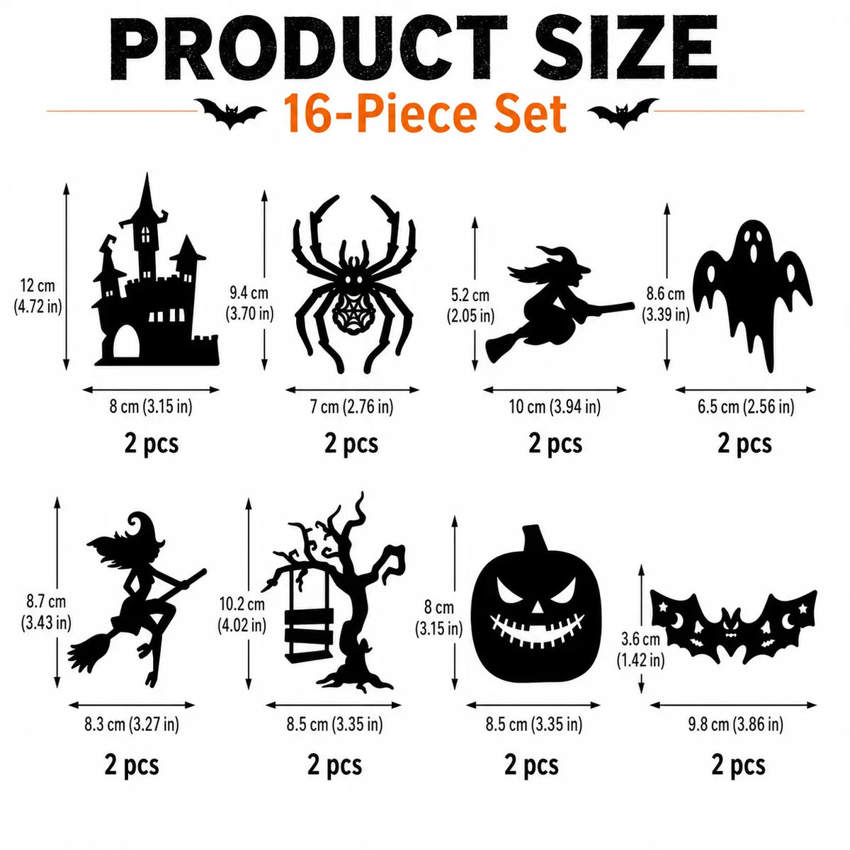 Halloween LED Silhouette Wall Light Stickers, Battery Powered Peel & Stick Decor Lights🎃