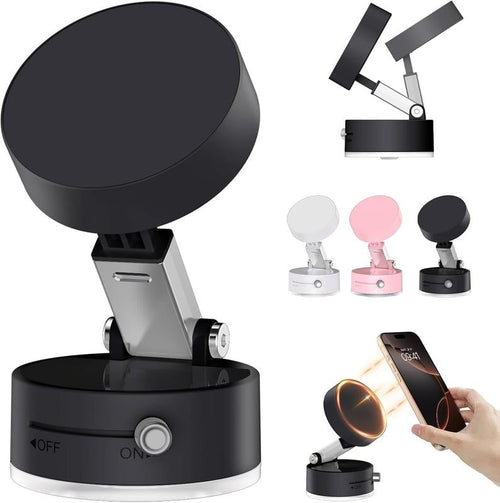 Vacuum magnetic phone holder, foldable and portable double-sided vacuum magnetic adjustable phone stand.