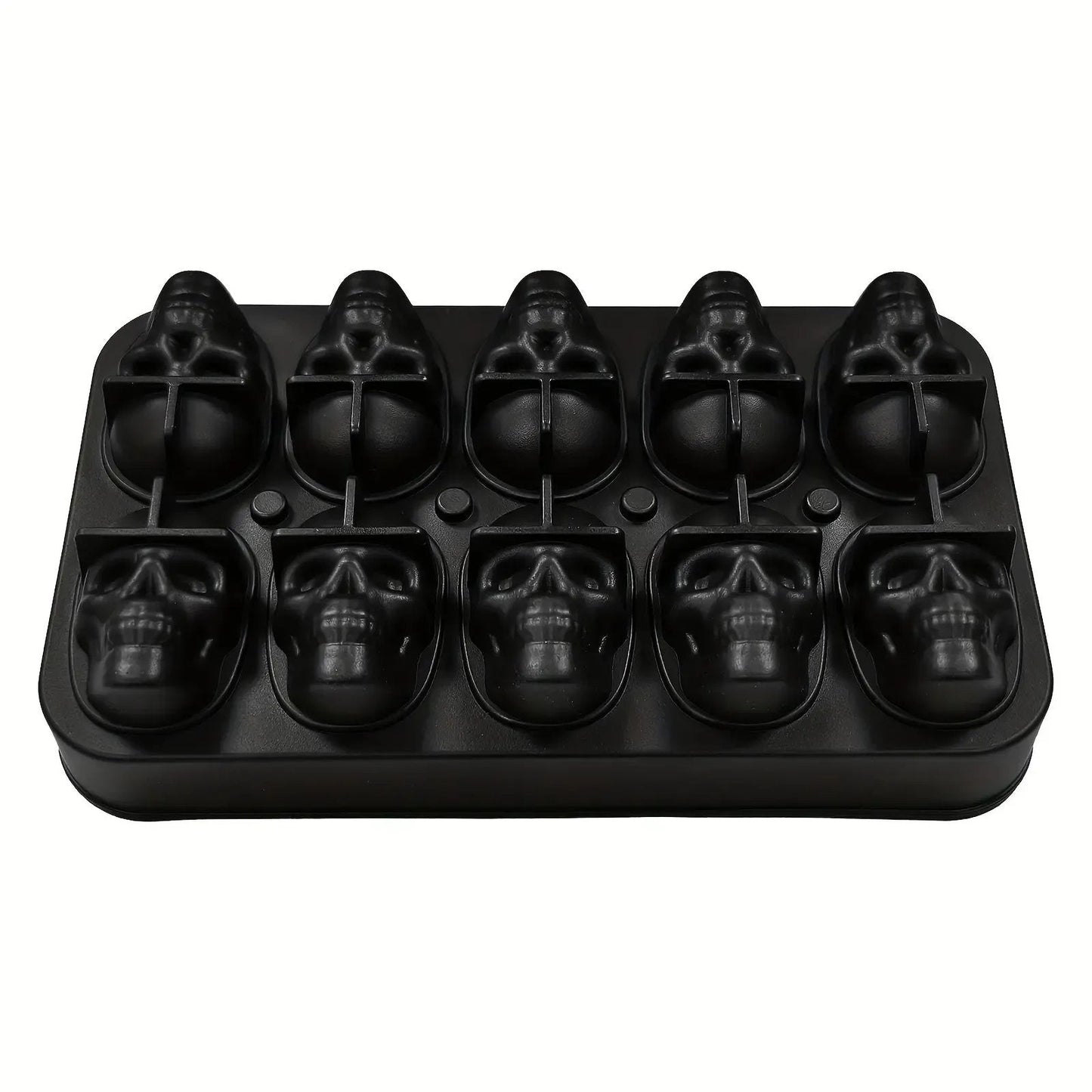 💀Skull Frozen Cubes Molds Silicone Tray, BPA Free Halloween Skull Shaped Ice Maker for Whiskey, Cocktails, Soda & Party Drinks