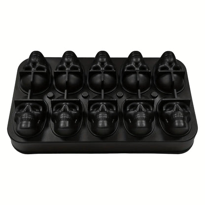 💀Skull Frozen Cubes Molds Silicone Tray, BPA Free Halloween Skull Shaped Ice Maker for Whiskey, Cocktails, Soda & Party Drinks