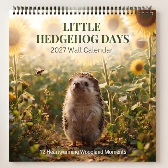 🦔 Little Hedgehog Days 2027 Wall Calendar – 12 Months of Adorable Hedgehog Moments & Cozy Everyday Charm
