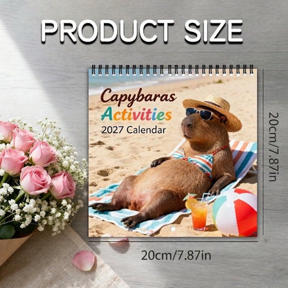 🔥😍📌 2027 Capybara Wall Calendar, Spiral Monthly Planner for Home