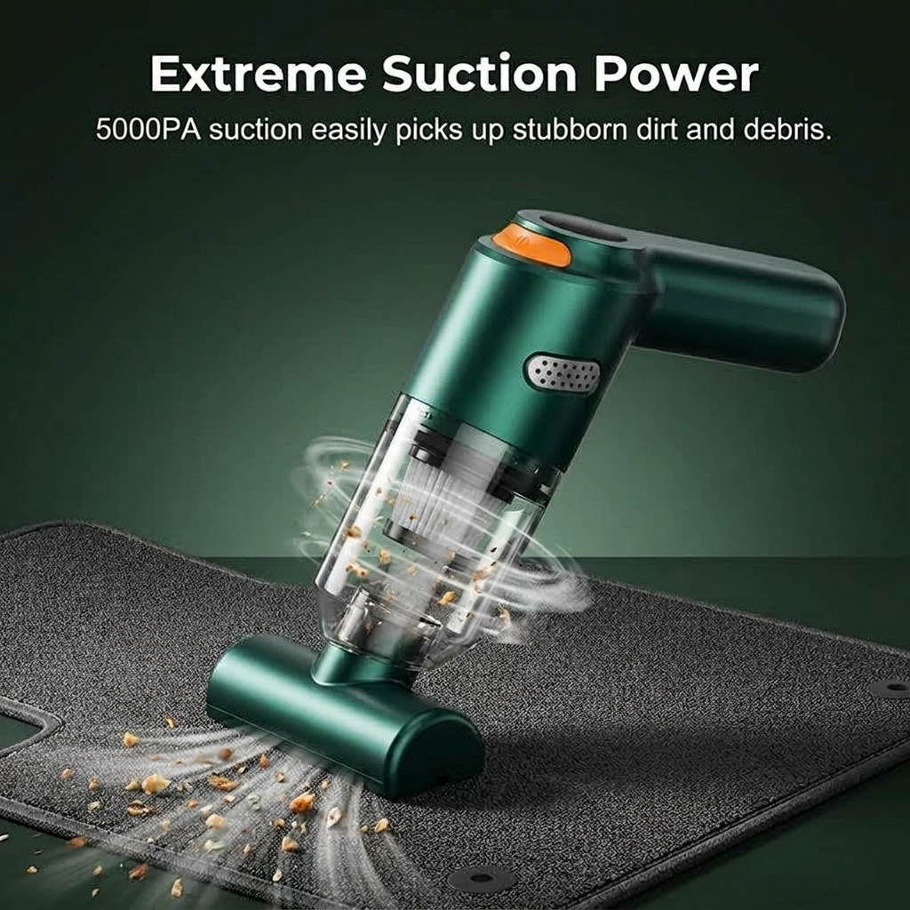 🚗💨 Cordless Car Vacuum – Powerful 5000 Pa Suction Without the Hassle!