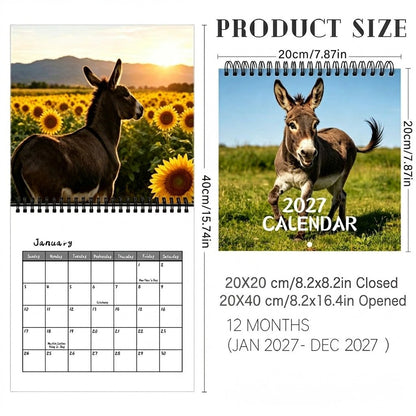 🫏2027 Donkey Wall Calendar – 12 Months of Gentle Donkey Portraits & Peaceful Countryside Moments