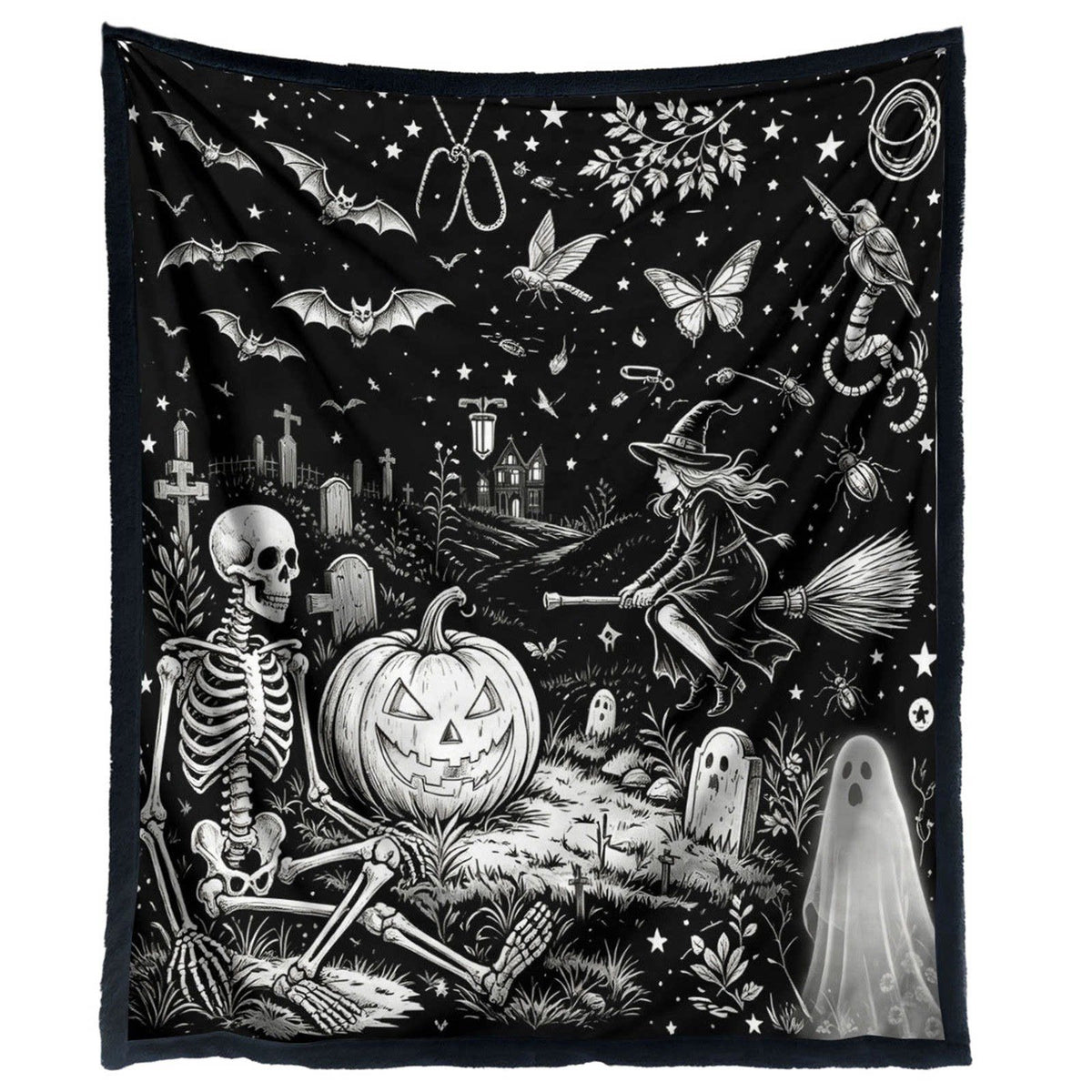 🎨Halloween Colouring Sherpa Blanket| Washable, Reusable, DIY Spooky Decor & Family Craft Gift