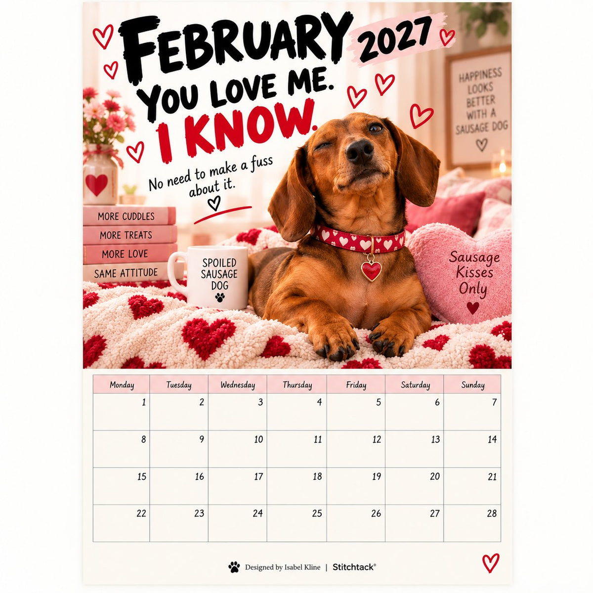 🐶2027 Funny Dachshund Wall Calendar – Sarcastic Sausage Dog Calendar, A4 Monthly Dog Lover Gift