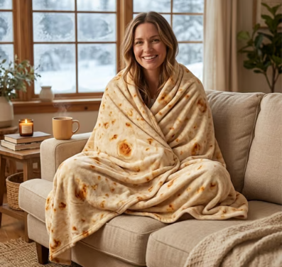 Realistic Food Print Round Flannel Throw Blanket