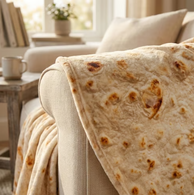 Realistic Food Print Round Flannel Throw Blanket