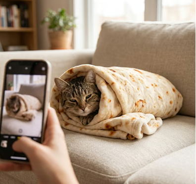 Realistic Food Print Round Flannel Throw Blanket