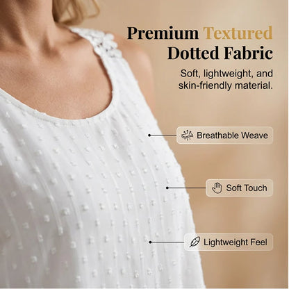 👚⏰ Elegant Dot Lace Strap Tank Top – Soft & breathable – Delicate lace straps, flattering fit – perfect for layering or summer chic 🌸