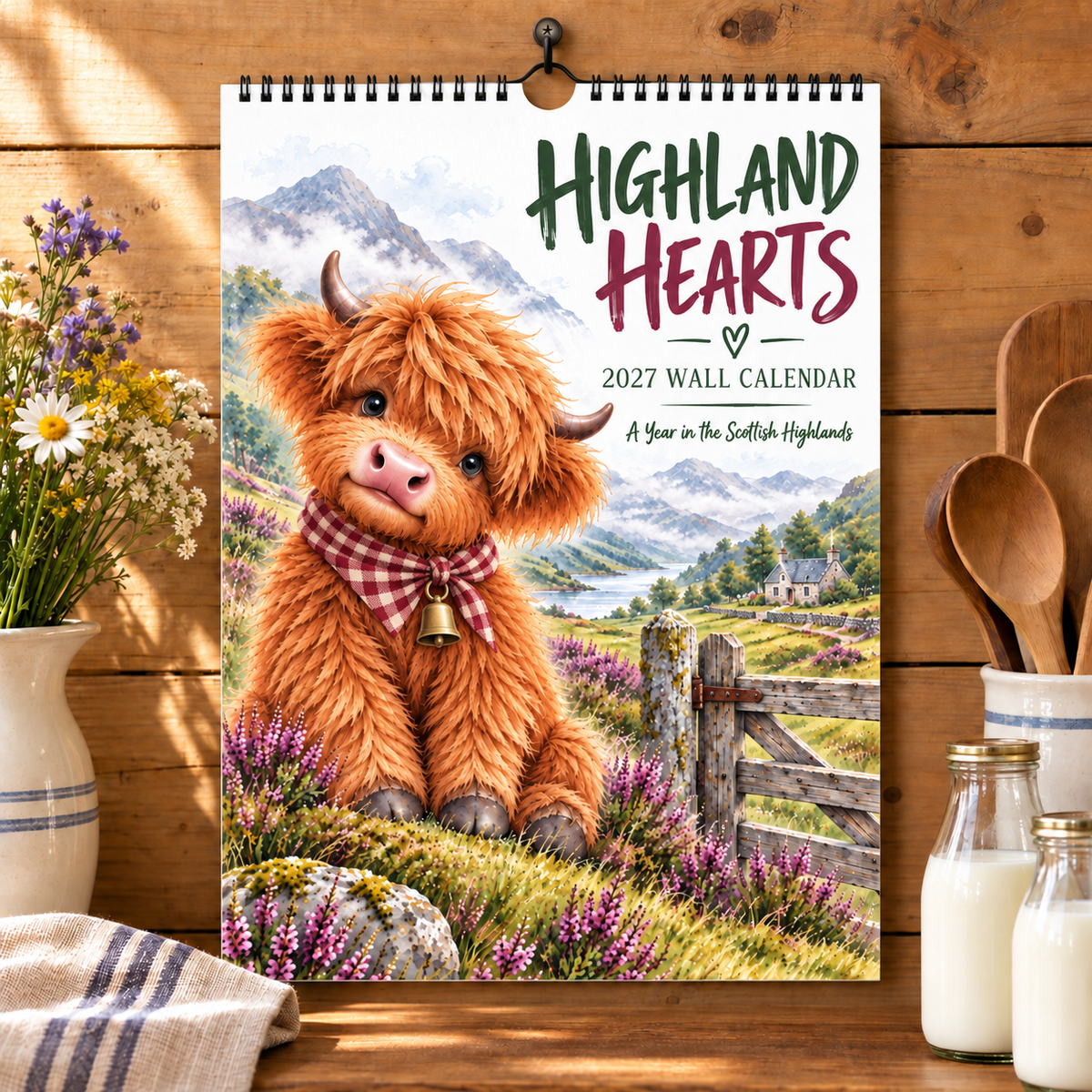 🐮Highland Hearts 2027 Wall Calendar – A Year of Cozy Scottish Highland Cow Charm