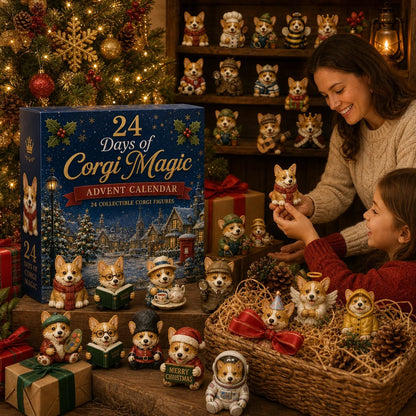 🎄💥British Corgis 2D Advent Calendar 2026 - 24‑Day Festive Countdown, Corgi Figurines Blind Box - Gift For Corgi Lovers