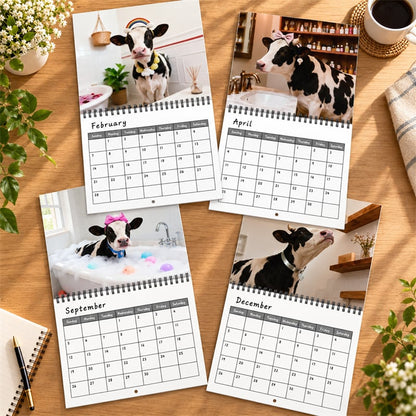 🐄 2027 Funny Cow Wall Calendar, 12-Month Spiral Planner With Notes