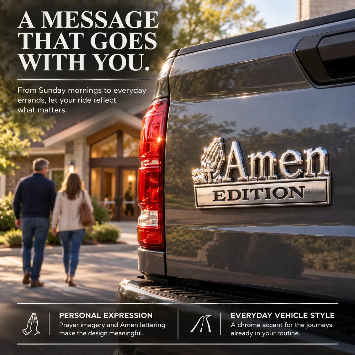 Amen Edition Metal Emblem | 3D Chrome Cross & Wings Badge with 3M VHB Adhesive for Pickups, SUVs & Tailgates 🚘
