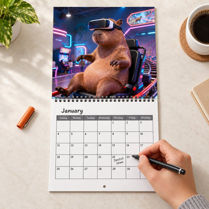 🔥😍📌 2027 Capybara Wall Calendar, Spiral Monthly Planner for Home