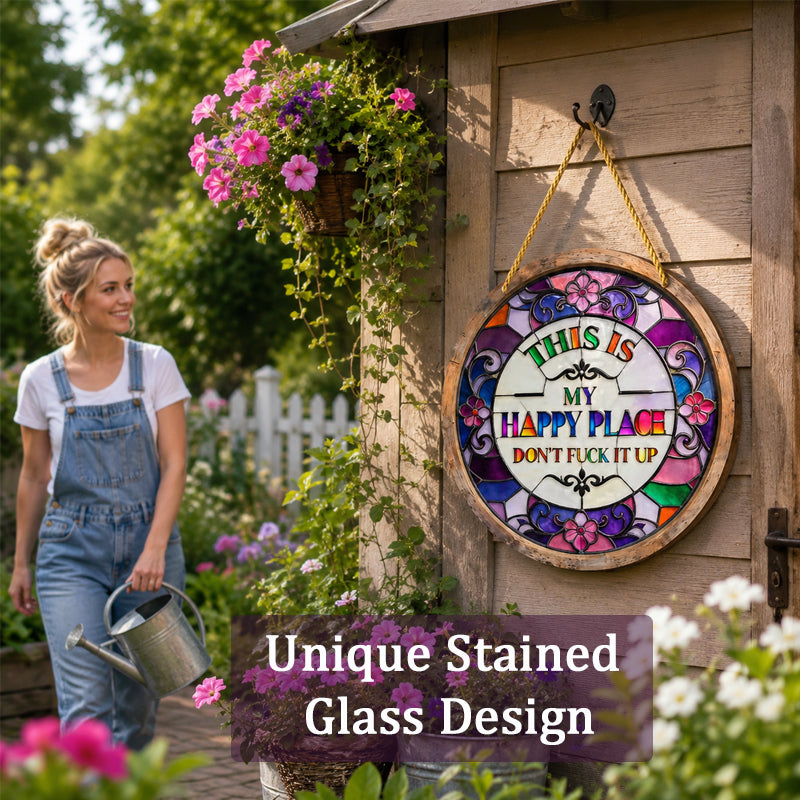 Stained Glass Happy Place Hanging Decor