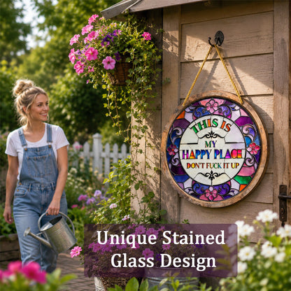 Stained Glass Happy Place Hanging Decor