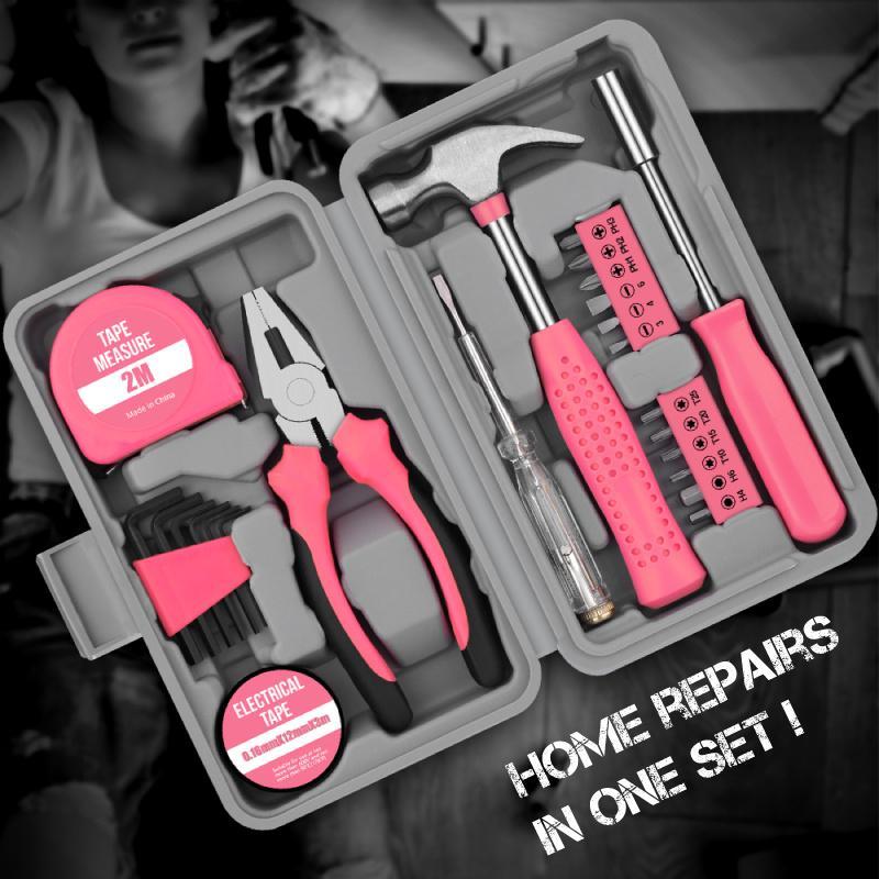 📢📢40% OFF !!⏰Portable 24-Piece Household Tool Kit – Storage Case Included, Hammer, Screwdriver, Pliers, Tape Measure & Bits for DIY Home Repairs